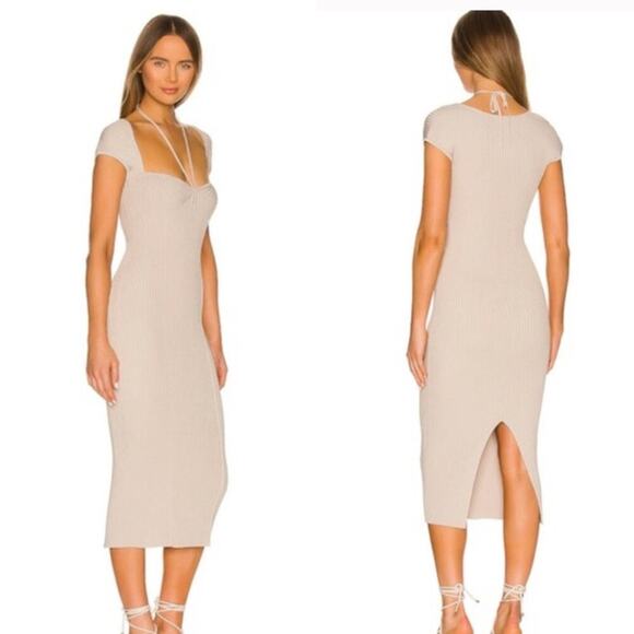 NEW Jonathan Simkhai Ribbed Florence Dress in Otter Size M - Picture 1 of 10